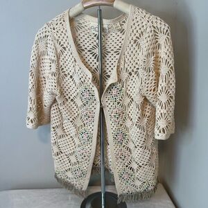 Edie (Anthropologie) Cream Crochet Cardigan